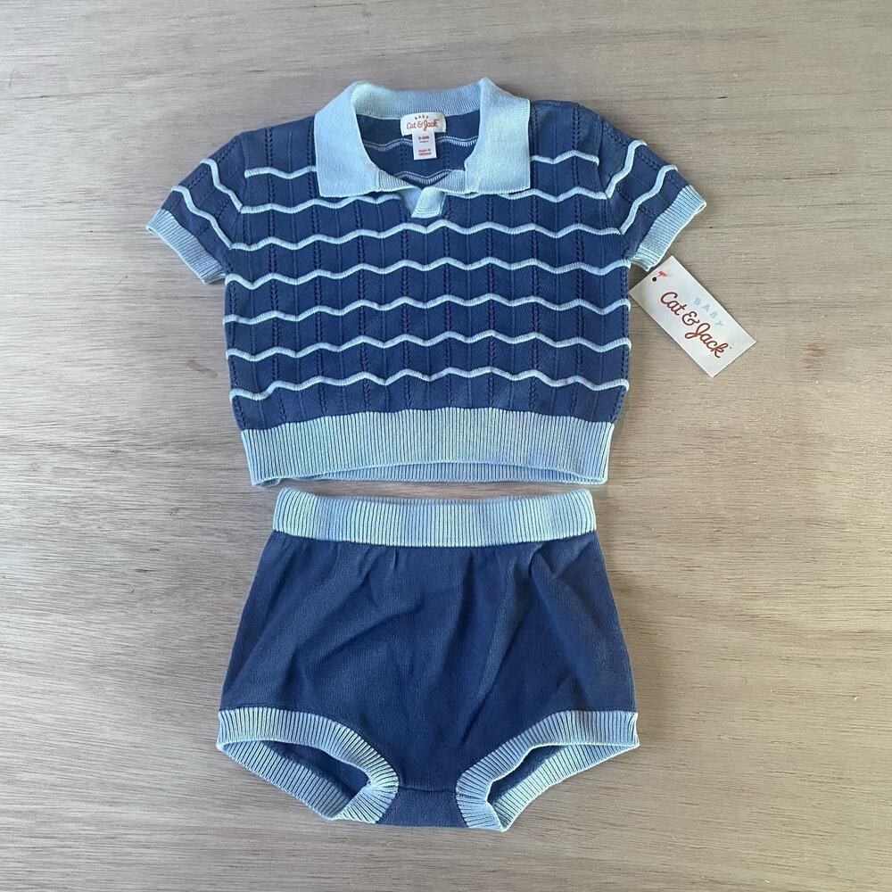 Cat & Jack Baby Boys 100% Cotton 2-Piece Summer Set Size 3-6 Mo New with Tags